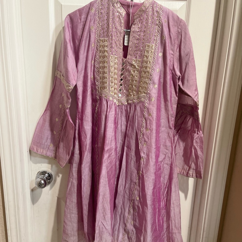 Masoori lilac color frock style embroidered kurti